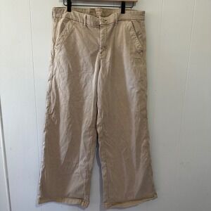 American Eagle Khaki Tan Wide Leg Stretch Trousers Pants size 16 Regular